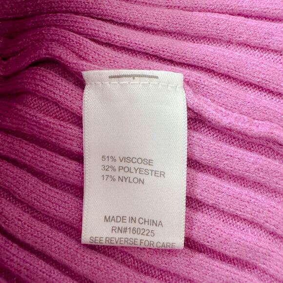 Stitchdrop Crew Neck Rib Knit Long Sleeve Bodycon Midi Sweater Dress Pink L NWT - Picture 9 of 11